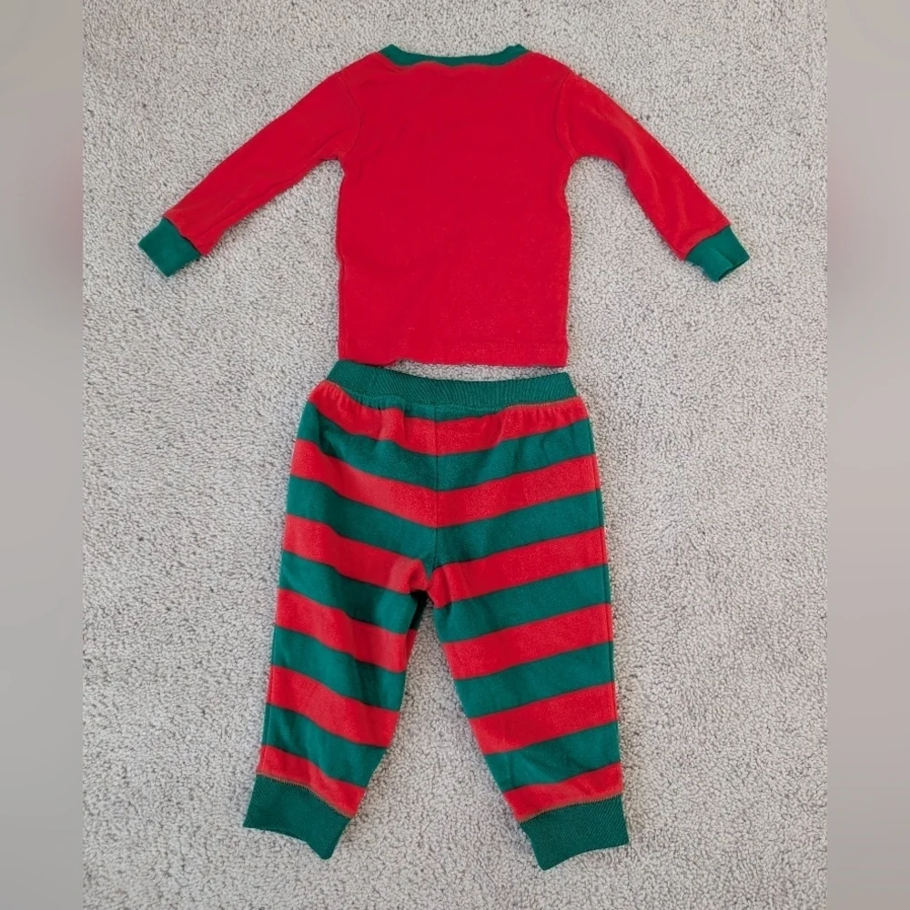 Carters Infant Christmas Pajamas Size 12 Month Santa's Favorite Fleece Red Green